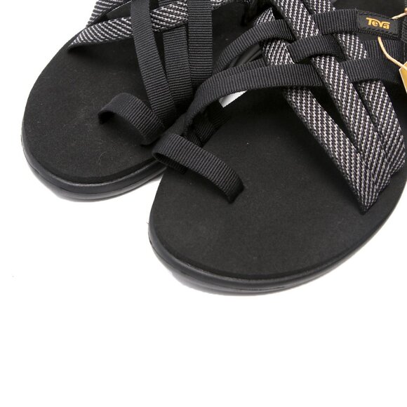 TEVA Voya Strappy Sandals Black Crisscrossed Shoes Elastic Recycled Summer - Picture 8 of 12